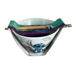 🆕 Disney Stitch Hibiscus Ramen Noodle Bowl & Chopsticks